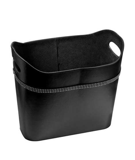 iShopping - Premier Home Faux Leather Rounded Storage Box - Black (2300745)