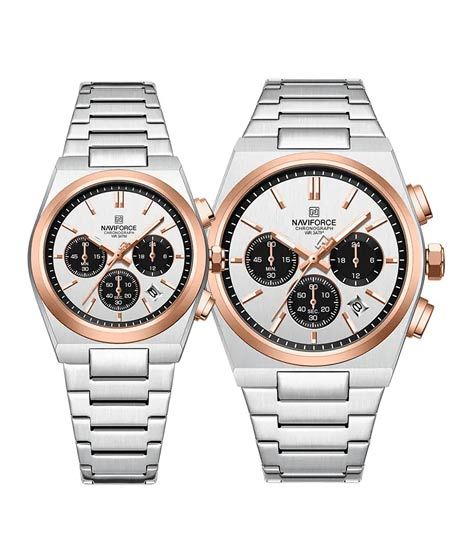 Naviforce Bond Chrono Watch For Couples Two Tone (NF-8048C-6)