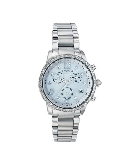 iShopping - Titan Stainless Steel Case Women's Watch - Silver (9854SM02)