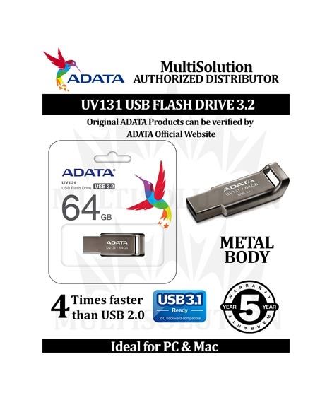 ADATA 64GB USB 3.2 Flash Drive (AUV131-64G-RGY)