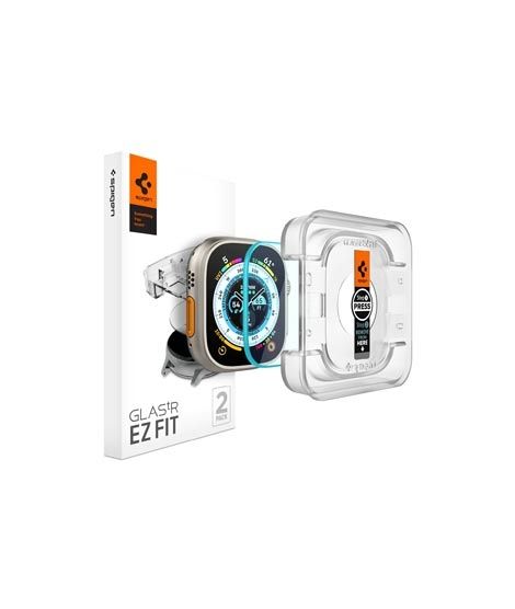 Spigen EZ FIT GLAS.tR Screen Protector For Apple Watch Ultra (49mm) (AGL05556) - Pack Of 2