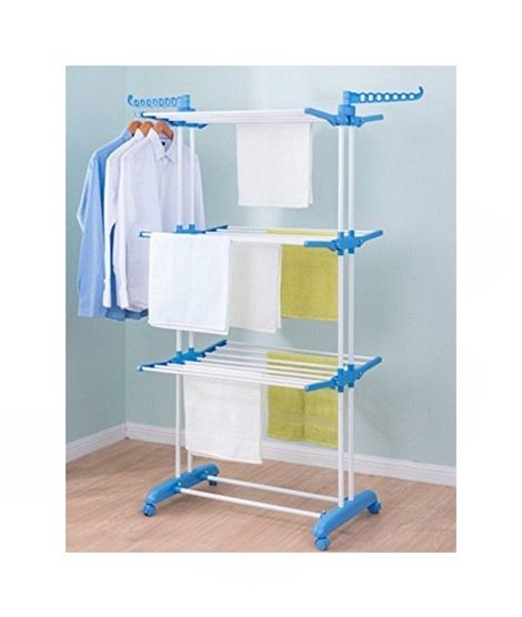 AGM Portable 3 Tier Clothes Drying Stand Blue/White