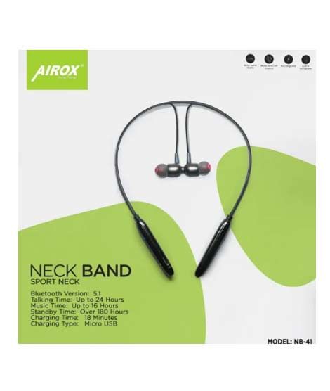 Airox Wireless Neckband Black (NB-41)