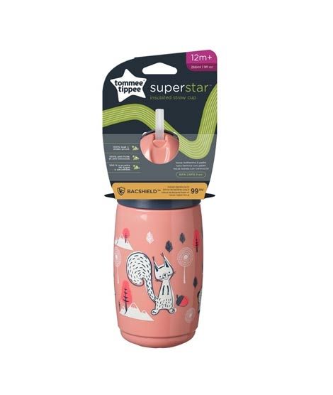 Tommee Tippee Insulated Straw Cup Peach 266ml (TT-447825)