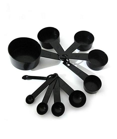 M.Mart Measuring Cups & Spoons - Black Pack of 10