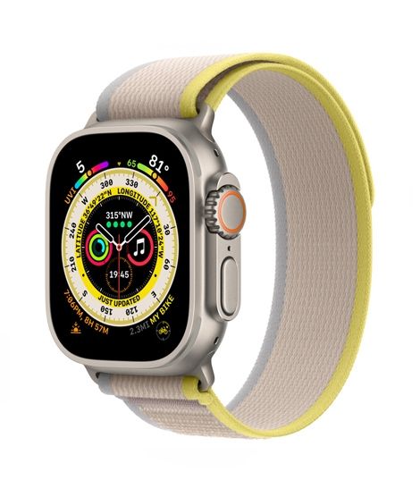 iShopping - Apple Watch Ultra 49mm Titanium Case With Yellow/Beige Trail Loop Band - GPS + Cellular