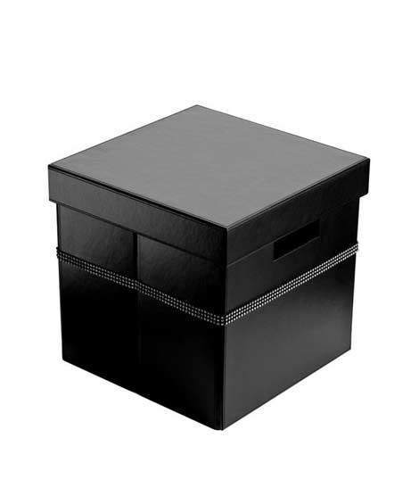 iShopping - Premier Home Faux Leather Square Storage Box - Black (2300746)