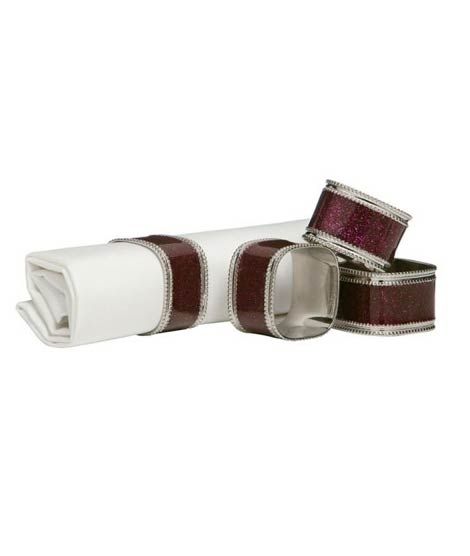 iShopping - Premier Home Purple Glitter Napkin Rings - Set Of 4 (1403762)