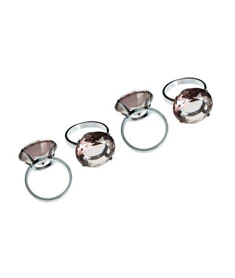 iShopping - Premier Home Diamante Napkin Rings - Set Of 4 Smoke Grey (1403757)