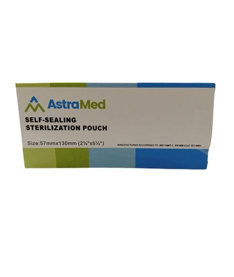 Astramed Self Sealing Sterilization Pouches 200Pcs - 57mm x 130mm