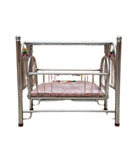 iShopping - Easy Shop New Born Baby Chrome Swing Cradle with Soft Mattress Bed