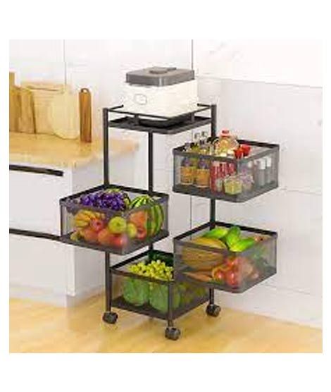 iShopping - Easy Shop 4 & 5 Layer Black Rotation Food Storage Basket