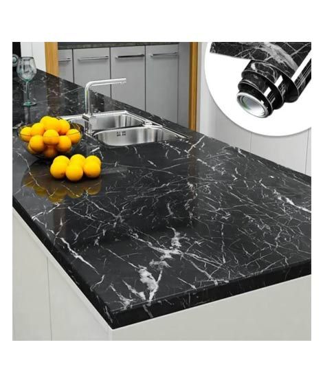 iShopping - Easy Shop Self Adhesive Black / White Marble Sheet