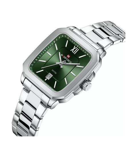 iShopping - Naviforce Sleek Square Watch For Men Silver (NF-9239g-5)