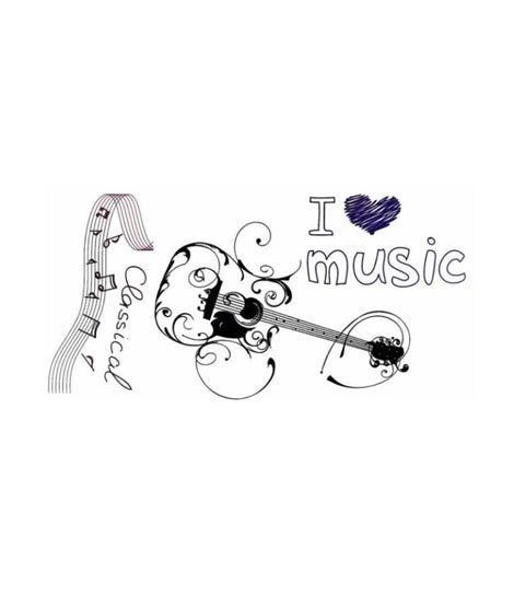 Ferozi Traders Guitar & Notes Temporary Tattoo Sticker