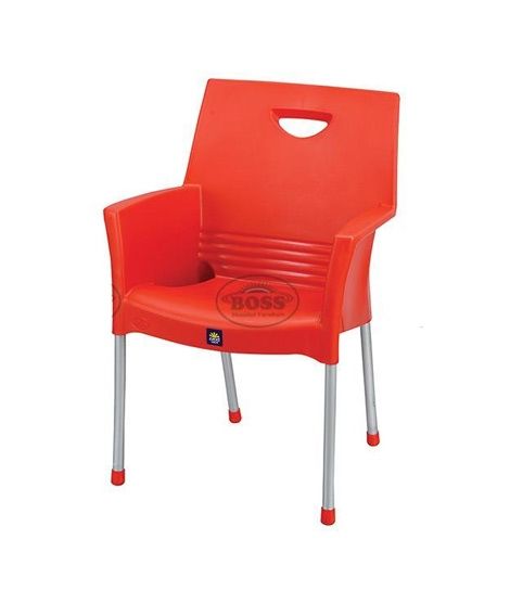 Boss Mega Jhony Pure Plastic Chair with Steel Legs (BP-317-RED)