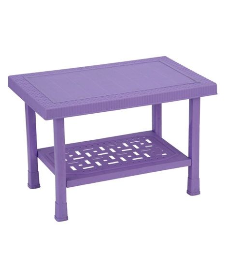 Boss Full Plastic Double Shelf Baby Rattan Table Purple (BP-328-PRP)