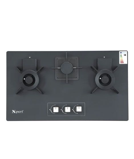 Xpert Easy Clean Steel Gas Hob Black (XST-3)