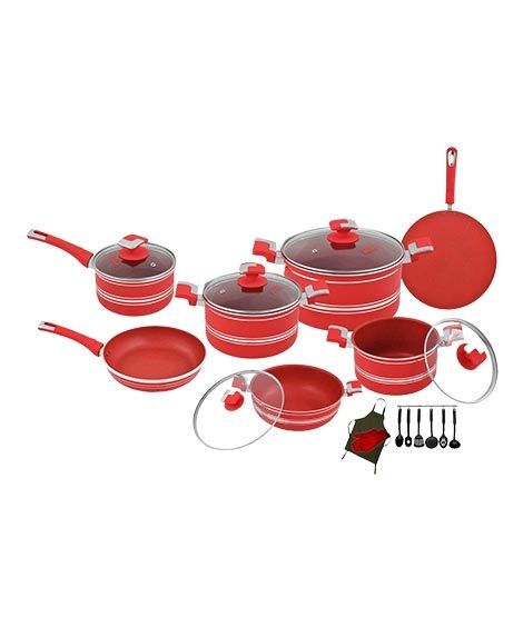 iShopping - Domestic Cookware Nonstick Jumbo 21PCs Gift Set Red (D-161)