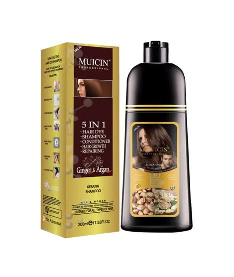 Muicin 5 In 1 Hair Color Shampoo With Ginger & Argan Oil Dark Brown 200ml