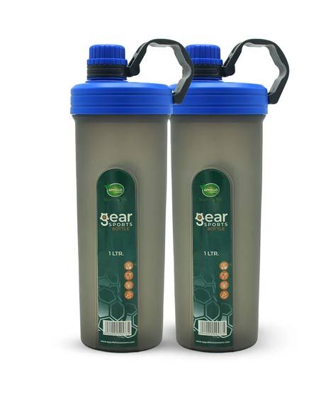 Appolio Gear Sports Water Bottle Large Pack Of 2 (1Ltr)