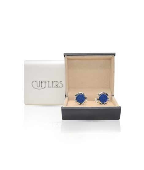 iShopping - Cufflers Vintage Cufflinks Silver and Blue 1032 | Free Gift Box