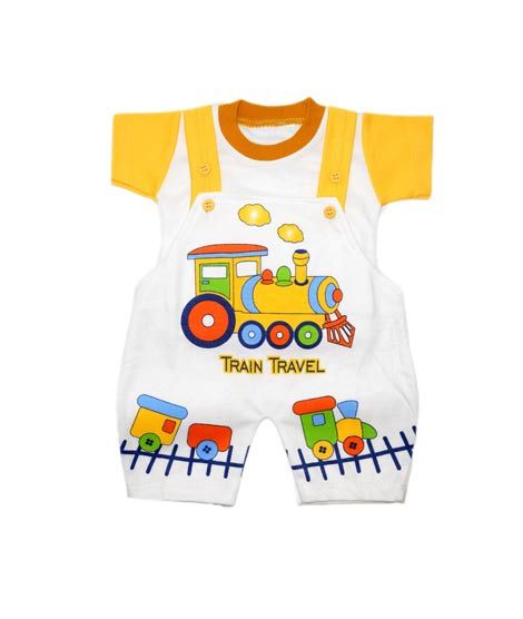 iShopping - Komfy Train Travel Printed Unisex Romper Yellow (NBN115)