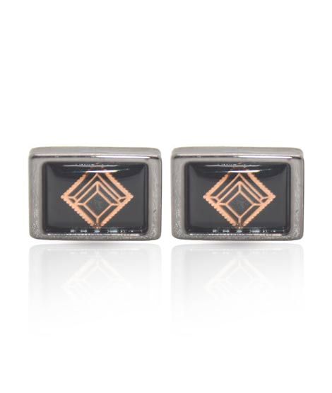 iShopping - Cufflers Vintage Black Rectangle Cufflinks - (1026)