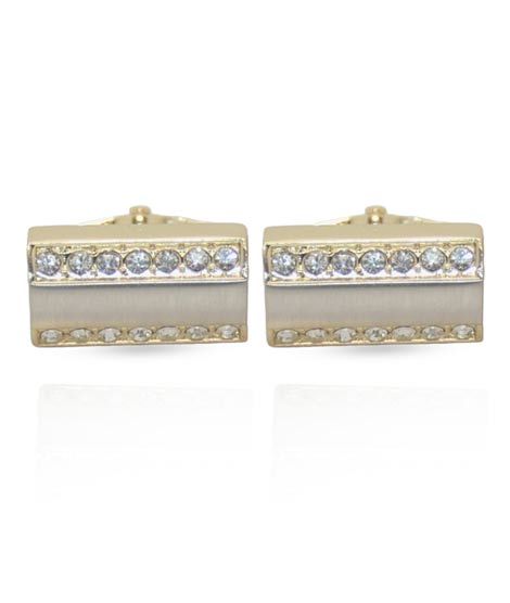 iShopping - Cufflers Classic Mate Gold Rectangle Crystal Cufflinks – (CU-0015)