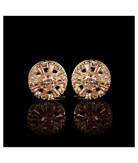 iShopping - Cufflers Champagne Round Diamond Cufflinks (3016-A) 