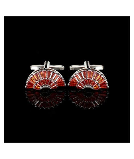 iShopping - Cufflers Designer Black Fan Sector Crystal Cufflinks - (3014-A)