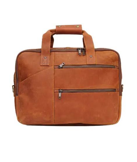 Pious Genuine Leather Laptop Bag - Tan