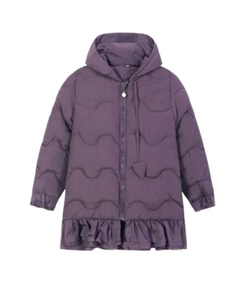 iShopping - HnH Marketing Quilted Zipper Hoodie With Bottom Frill For Women Purple