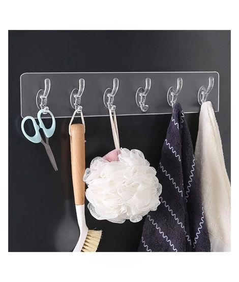 iShopping - Easy Shop Super Strong Wall Hooks Transparent 6PC