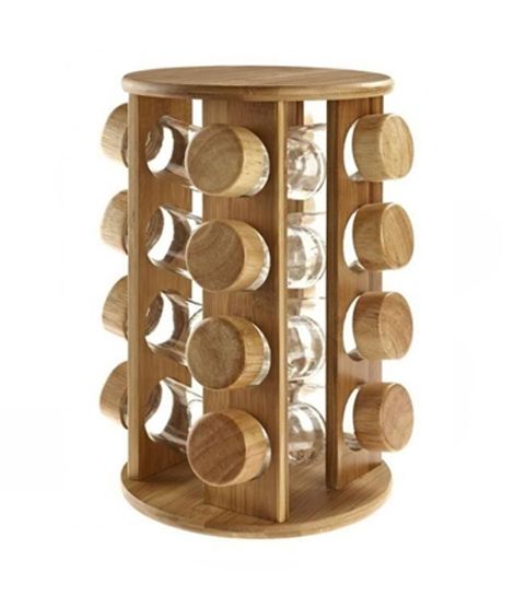 iShopping - Easy Shop Wooden Spice Rack Set Of 16pcs - Brown