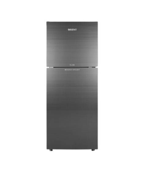 Orient Flare 380 Freezer-On-Top Glass Door Refrigerator 13 Cu Ft Radiant Grey