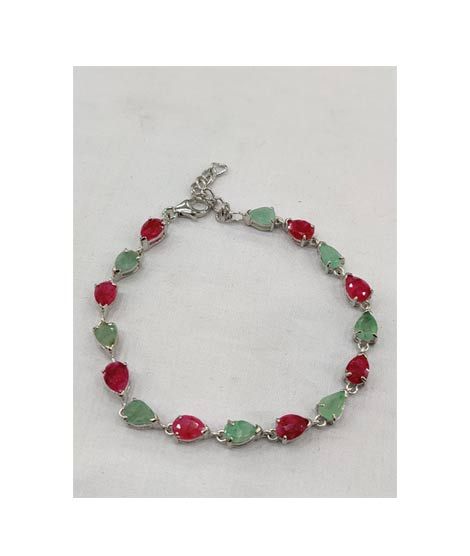 Gilgit Bazaar Multi Stone Silver Bracelet (14)