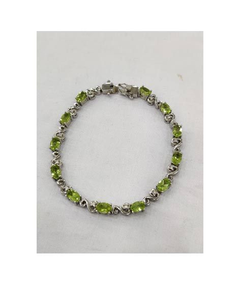 Gilgit Bazaar Peridot Stone Silver Bracelet (19)