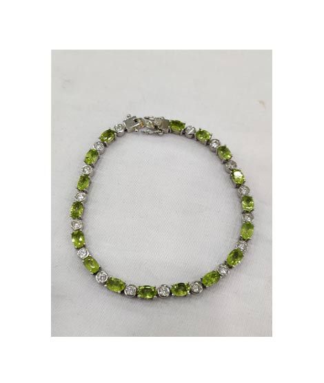 Gilgit Bazaar Peridot Stone Silver Bracelet (21)