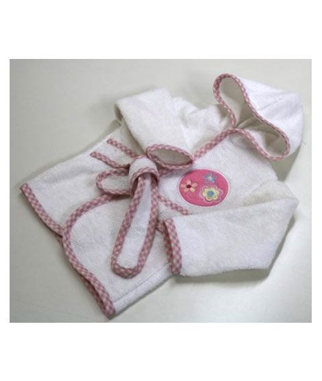 Home N Baby Flower Design Baby Bathrobe White / Pink