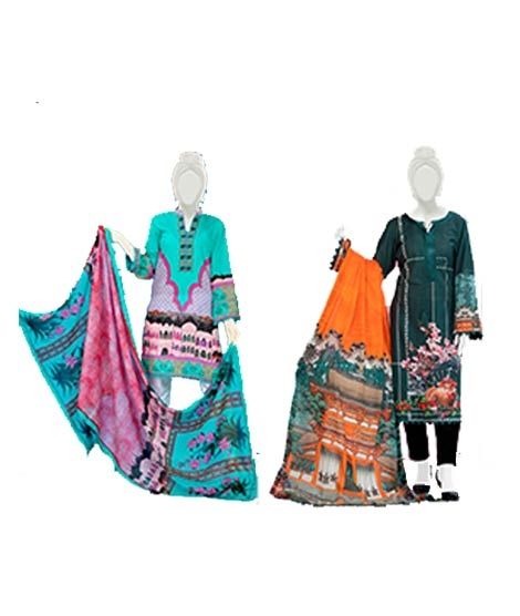 iShopping - Jamal Home Unstitched Lawn 2 Piece Pack Of 2 (0111)