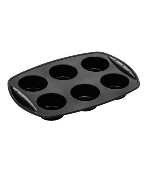 iShopping - Premier Home Silicone Muffin Mould Black - 6 Cup (805195)