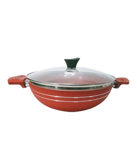 iShopping - king Bazar 28cm Marble Coated Nonstick Wok Red