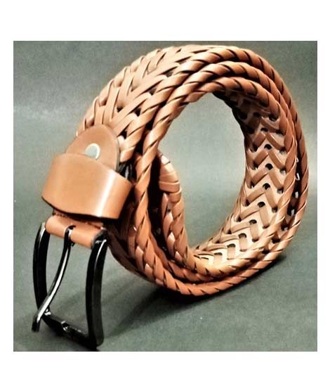 iShopping - King Faux Leather Braided Belt Brown