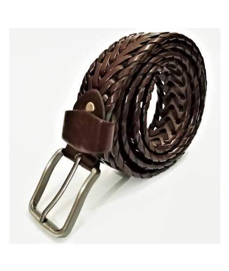 iShopping - King Faux Leather Braided Belt Dark Brown