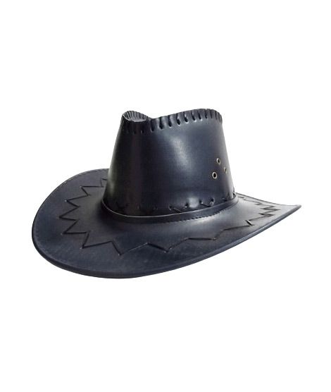 King Hat & Caps PU Cowboy Leather Hat Cap Blue