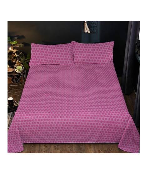 iShopping - Maguari Circle Dots Design Double Bed Sheet Pink (0336)