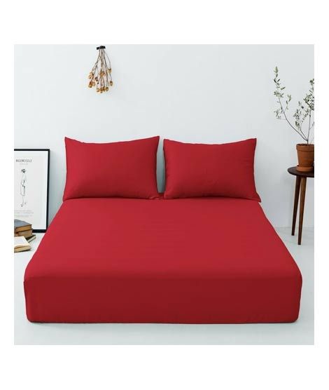 iShopping - Maguari Luxury Cotton Fitted Double Bed Sheet With Pillow Cover (0446)