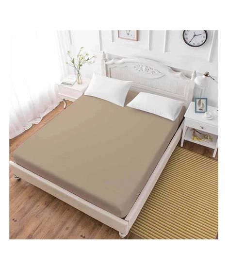 iShopping - Maguari Luxury Cotton Fitted Double Bed Sheet Light Brown (0396)