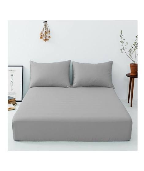 iShopping - Maguari Luxury Cotton Fitted Single Bed Sheet With Pillow Cover Grey